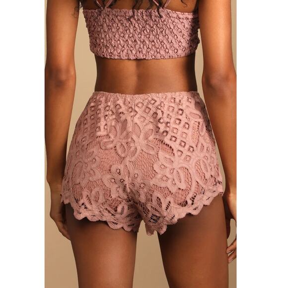 Intimately Free People XS New Adella Lace Pull On Shorts Festival Pink High Rise - Picture 4 of 11